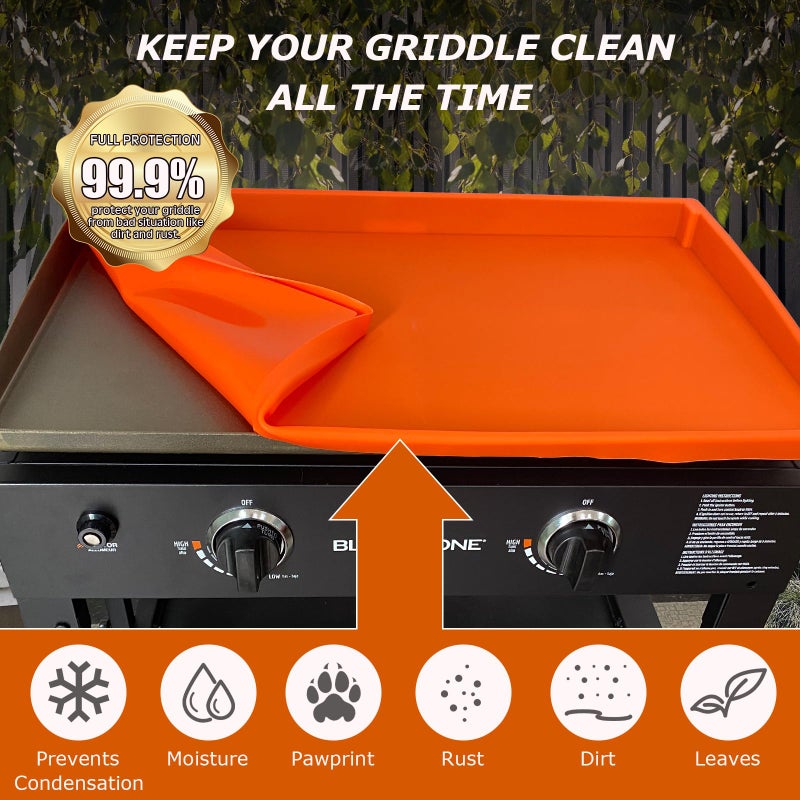 Lyonbi Blackstone Silicone Griddle Mat & Cover - Heavy Duty, Food Grade (Orange, 28in) - Image 3