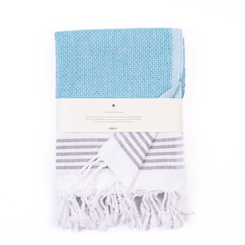 HABER Premium Light Weight 100% Cotton Bath Towel with Unique Micro Waffle Texture for Active Feel, Quick Absorption and Faster Drying Towel (Pack of 1, Harbour Blue) - Image 1