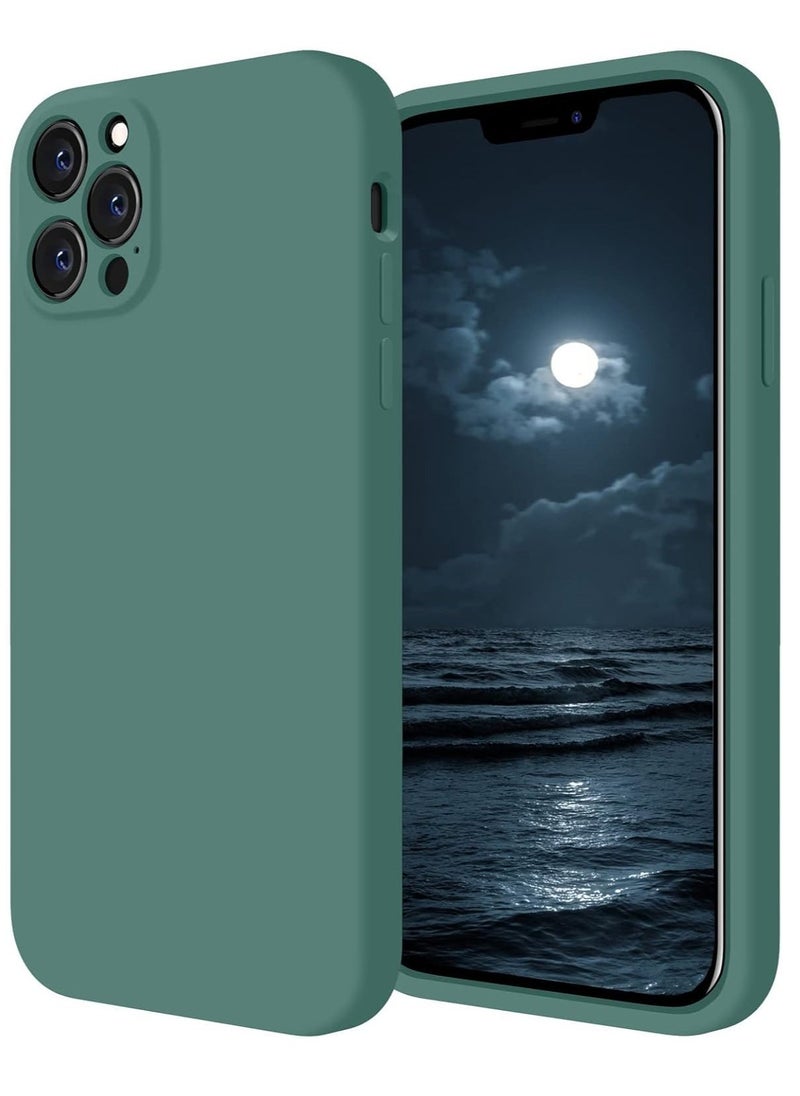 Raxoom Upgraded Silicone Case for iPhone 12 Pro 6.1" - Midnight Green, Enhanced Camera Protection, Soft Anti-Scratch Microfiber Lining - Image 1
