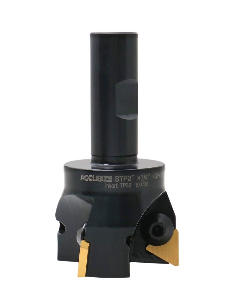 Accusize Industrial Tools Indexable End Mill with 3 Pcs Tpg32 Carbide Inserts, 2'' Cutting Diameter, 3/4'' Straight Shank, 0046-0914 - Image 2