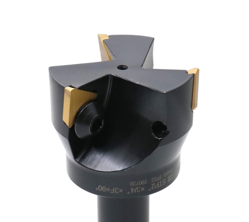 Accusize Industrial Tools Indexable End Mill with 3 Pcs Tpg32 Carbide Inserts, 2'' Cutting Diameter, 3/4'' Straight Shank, 0046-0914 - Image 3