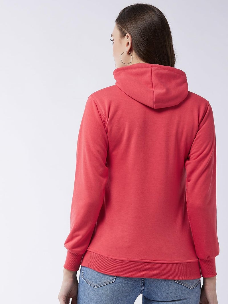 Pivl Women's Winter Fleece Printed Jacket - Warm and Stylish_PEACH_M - Image 5