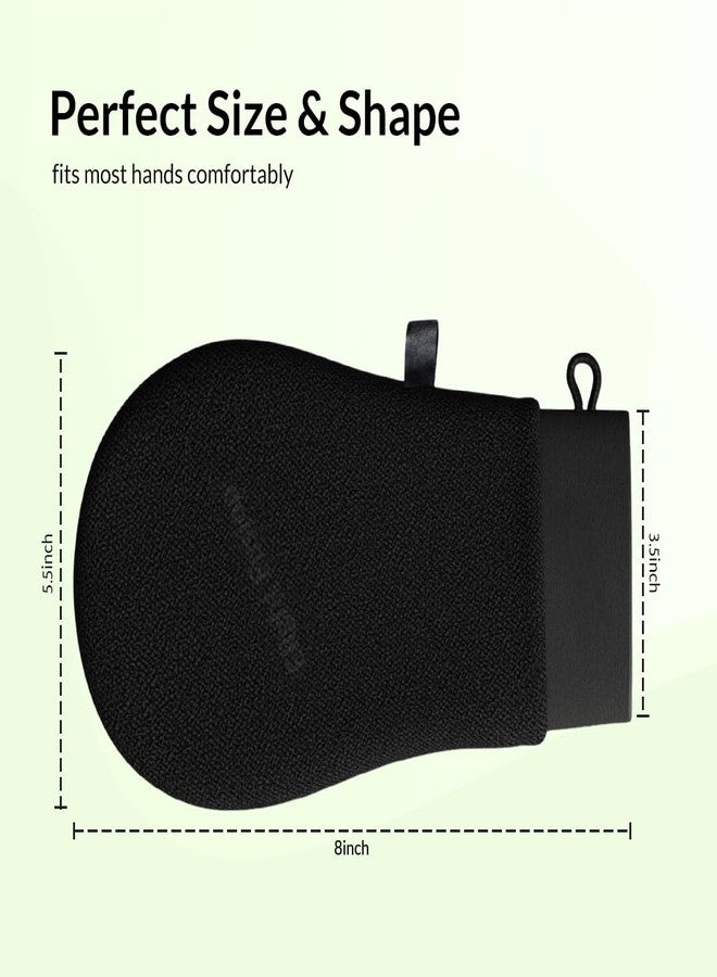 Elight Fusion Body Exfoliating Glove Loofah | Double-Layered Mitt for Dead Skin, Tan Removal & Radiant Skin | 100% Viscose Fibre Scrub Glove for Face & Body - Reusable (Black) - Image 5