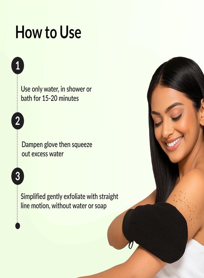 Elight Fusion Body Exfoliating Glove Loofah | Double-Layered Mitt for Dead Skin, Tan Removal & Radiant Skin | 100% Viscose Fibre Scrub Glove for Face & Body - Reusable (Black) - Image 3