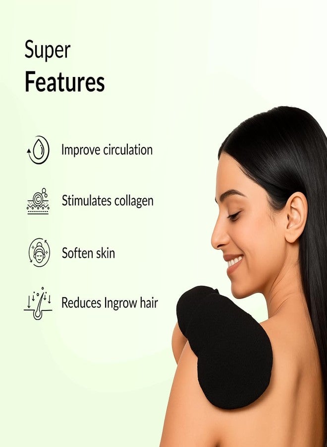 Elight Fusion Body Exfoliating Glove Loofah | Double-Layered Mitt for Dead Skin, Tan Removal & Radiant Skin | 100% Viscose Fibre Scrub Glove for Face & Body - Reusable (Black) - Image 2