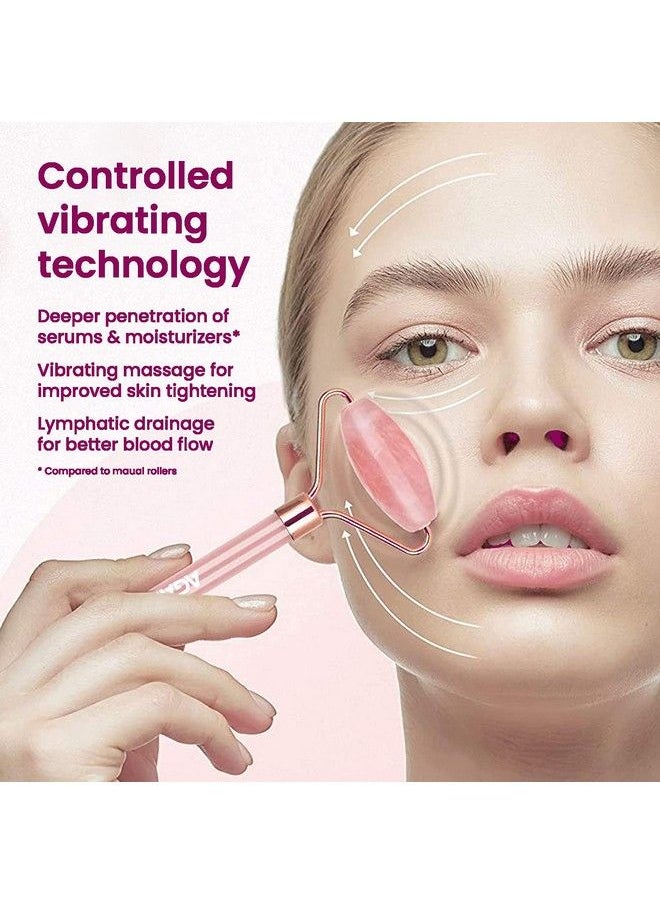 AGARO - 4In1 Electric Rose Quartz Face Roller With Gua Sha Facial Roller Kit For Face Eye Neck Jade Roller Antiaging Facial Massager For Antiwrinkles Skin Firming And Lifting (Rose Gold) - Image 1