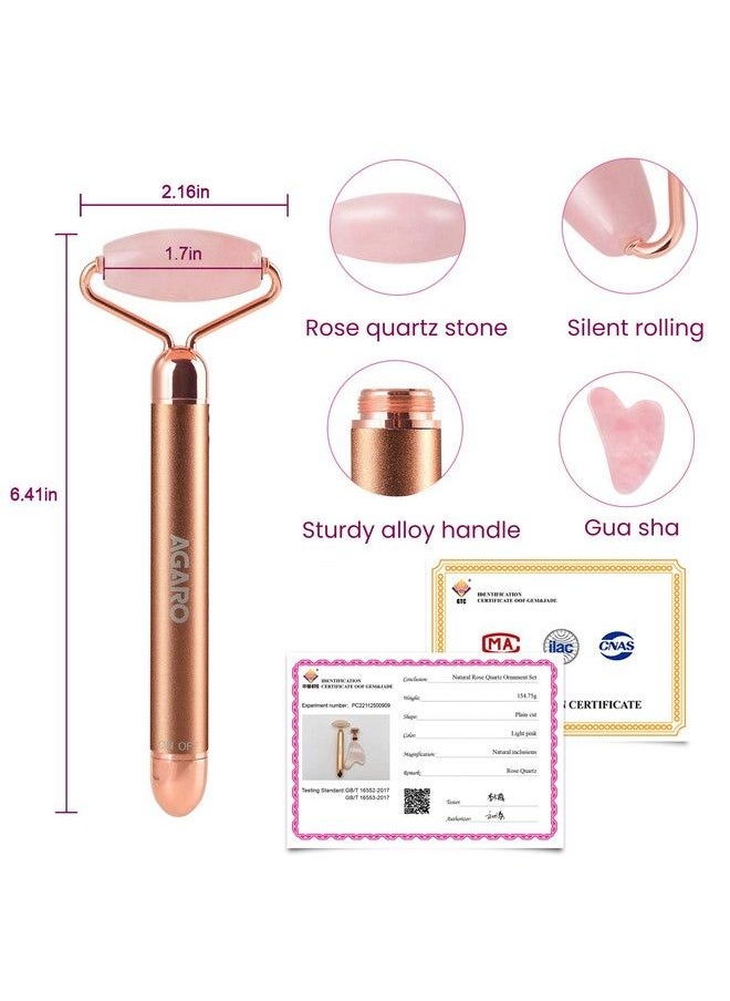 AGARO - 4In1 Electric Rose Quartz Face Roller With Gua Sha Facial Roller Kit For Face Eye Neck Jade Roller Antiaging Facial Massager For Antiwrinkles Skin Firming And Lifting (Rose Gold) - Image 1