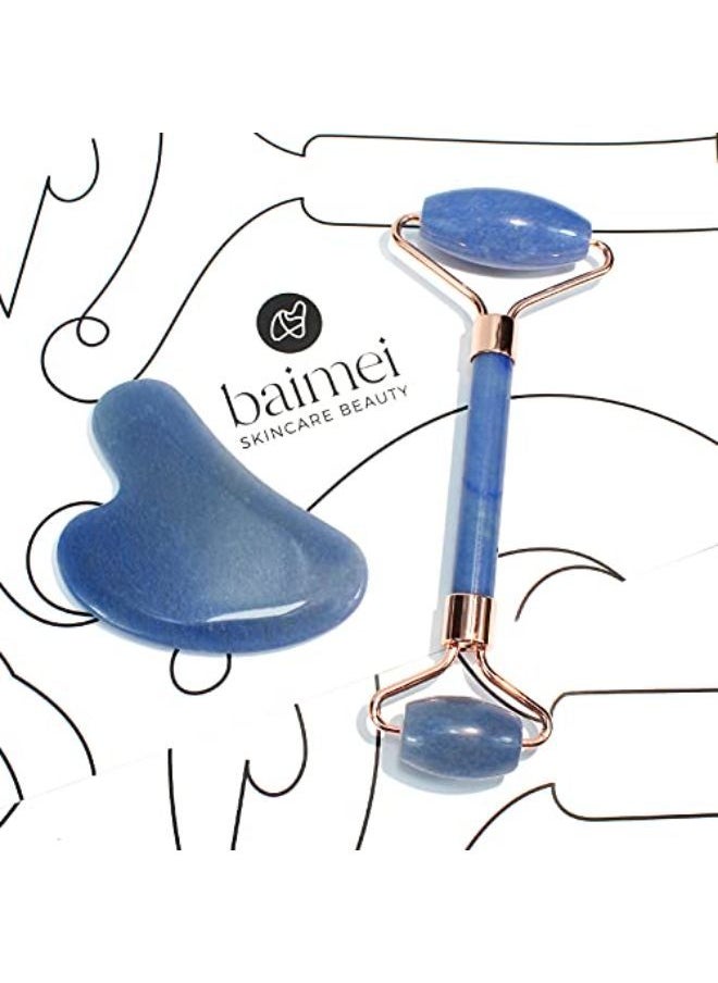 Jade Roller And Gua Sha Facial Tool Set Helps On Puffiness And Fine Lines, Guasha Is To Relax Body Muscles And Improve Wrinkles