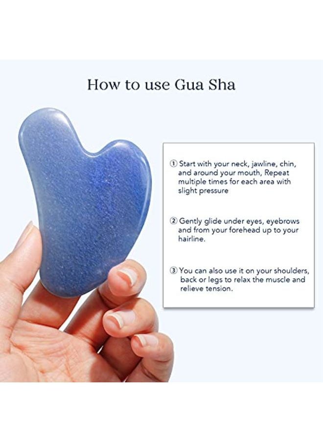 Jade Roller And Gua Sha Facial Tool Set Helps On Puffiness And Fine Lines, Guasha Is To Relax Body Muscles And Improve Wrinkles