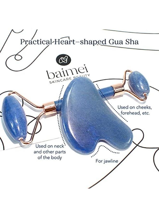 Jade Roller And Gua Sha Facial Tool Set Helps On Puffiness And Fine Lines, Guasha Is To Relax Body Muscles And Improve Wrinkles