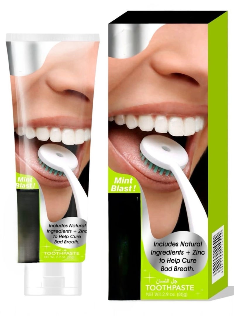 Mint Blast! Includes Natural Ingredients + Zinc to Help Cure Bad Breath Toothpaste - Image 1