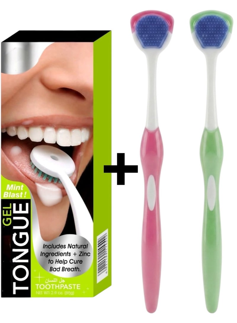 Gel Tongue Includes Natural Ingredients + 2pcs Tongue Cleaner - Image 1