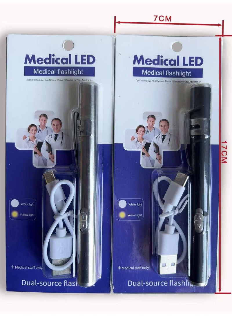 كشاف تشخيص طبي قابل لإعادة الشحن بإضاءة LED مزدوجة بيضاء وصفراء - Image 2