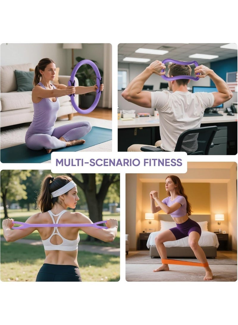 NIUB 18PCS Pilates Set, Yoga Fitness Kit Includes Pilates Ring, Pilates Ball, Magic Circle, Resistance Bands, Elastic Bands, Anti Slip Socks, Yoga Strap, Yoga Starter Set  for Women, Home Workout Equipment Set - Image 3