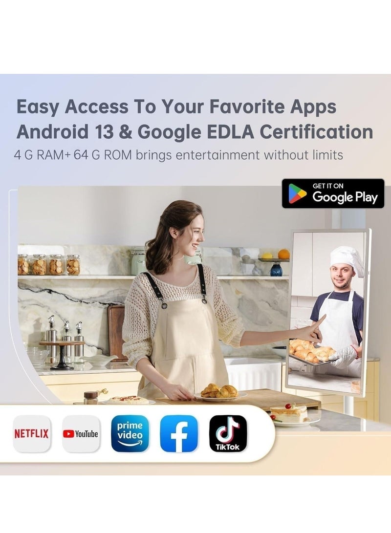 فلاشهوك شاشه متنقله تلفزيون ذكي محمول بشاشة لمس أرضية قابلة للتعديل، مقاس 21.5 بوصة | ذاكرة وصول عشوائي (RAM) سعة 4 جيجابايت + سعة تخزين 64 جيجابايت | كاميرا مدمجة، بطارية 6000 أمبير/ساعة، مدة تشغيل فيديو 8 ساعات، لون رمادي  - Image 3