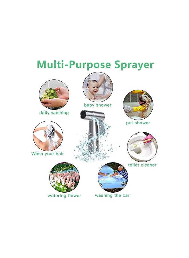 The Bros Bidet Toilet Sprayer Head, 2Pcs Bidet Hand Shower Stainless Steel Handheld Bidet Sprayer Cloth Bathroom Diaper Sprayer for Kitchen and Toilet Cleaning - Image 5
