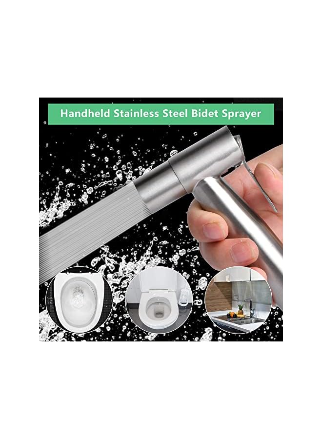 The Bros Bidet Toilet Sprayer Head, 2Pcs Bidet Hand Shower Stainless Steel Handheld Bidet Sprayer Cloth Bathroom Diaper Sprayer for Kitchen and Toilet Cleaning - Image 3