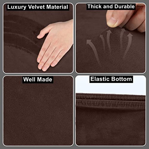 AZHCHKE Stretch Velvet Toilet Lid Cover and Toilet Tank Lid Cover, Bathroom Super Soft Toilet Lid Cover Set Luxury Velvet Plush, with Elastic Bottom, Machine Wash, Coffee - Image 4
