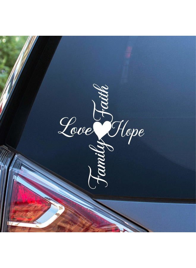 Sunset Graphics & Decals Faith Hope Love Family Cross with Heart Decal Vinyl Car Sticker | Cars Trucks Vans Walls Laptop | White | 6 Inch | SGD000096 - Image 1
