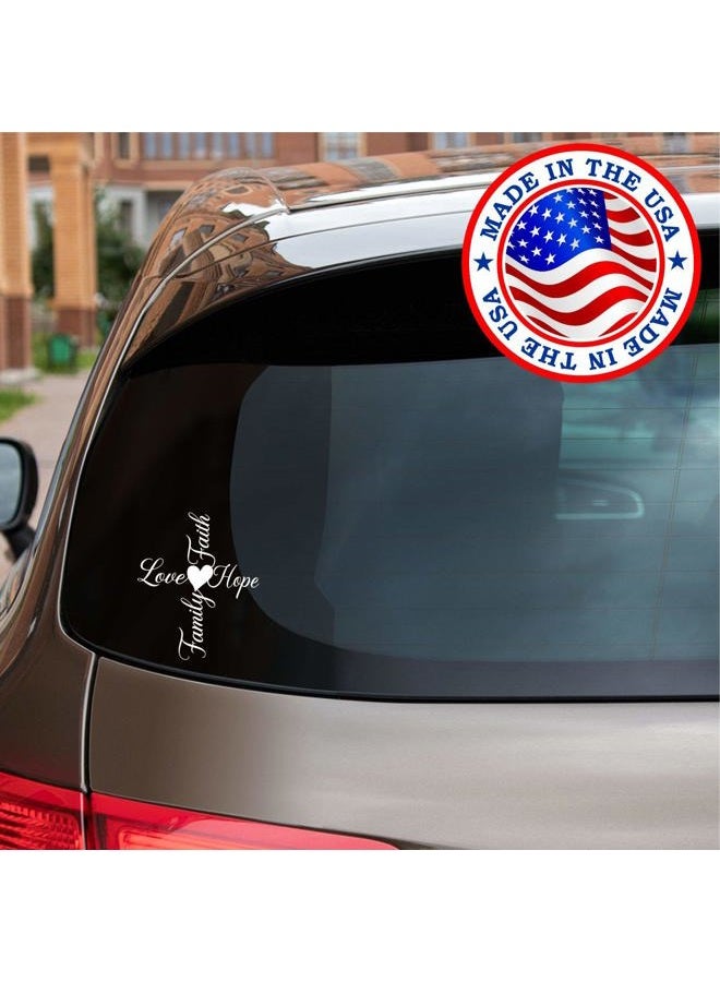 Sunset Graphics & Decals Faith Hope Love Family Cross with Heart Decal Vinyl Car Sticker | Cars Trucks Vans Walls Laptop | White | 6 Inch | SGD000096 - Image 2