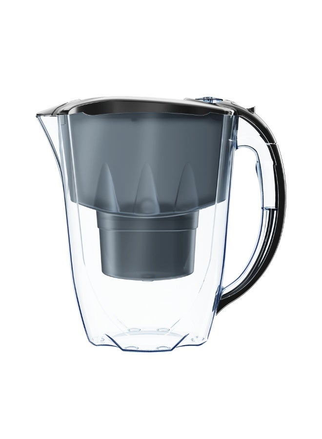 Aquaphor Amethyst Water Filter Jug, + 2 Extra Cartridges, 2.8L Capacity, Slider Lid and Compact Design, Reduces Chlorine, Rust, Heavy Metals, Provides Odorless and Tasty Water, Fridge-Friendly, BPA-Free, Water Purifier Jug for Daily Use (Black) - Image 1