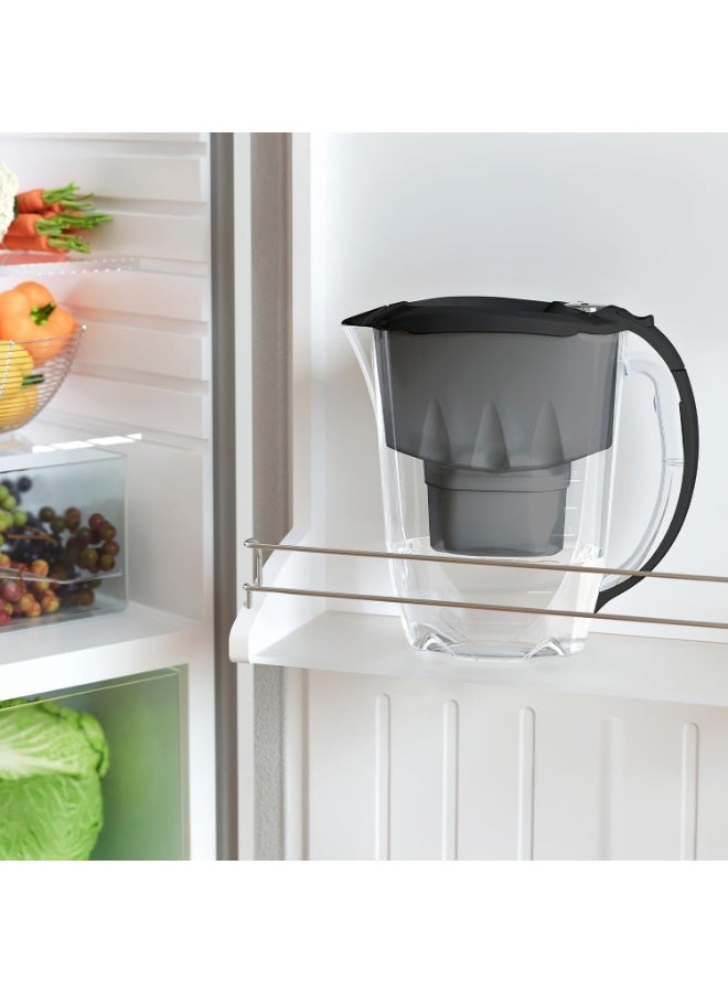 Aquaphor Amethyst Water Filter Jug, + 2 Extra Cartridges, 2.8L Capacity, Slider Lid and Compact Design, Reduces Chlorine, Rust, Heavy Metals, Provides Odorless and Tasty Water, Fridge-Friendly, BPA-Free, Water Purifier Jug for Daily Use (Black) - Image 4