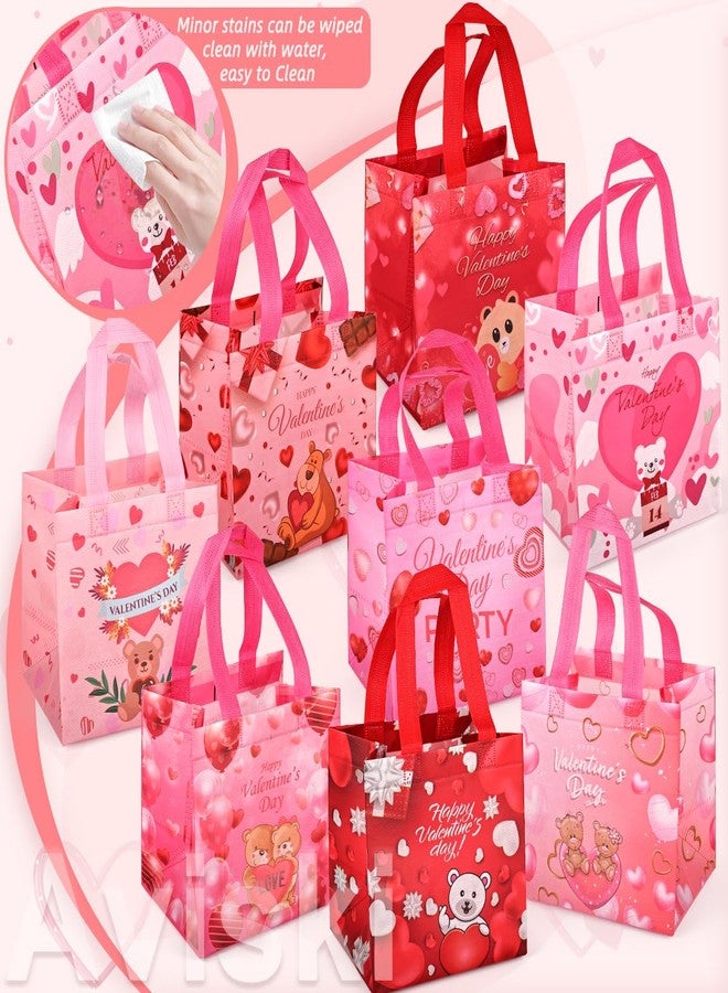 Aviski 24PCS Happy Valentines Day Reusable Gift Bags, Treat Bags with Handles, Valentines Day Party Bags, Multifunctional Non-Woven Valentines Bags for Gifts Wrapping, Valentines Party Supplies, 7.9 × 7.9 × - Image 3