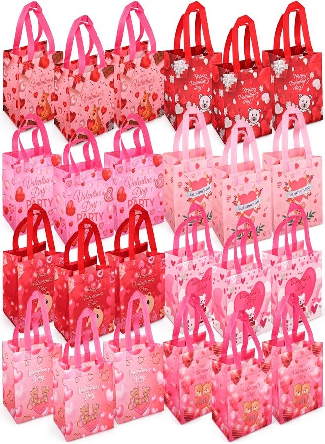 Aviski 24PCS Happy Valentines Day Reusable Gift Bags, Treat Bags with Handles, Valentines Day Party Bags, Multifunctional Non-Woven Valentines Bags for Gifts Wrapping, Valentines Party Supplies, 7.9 × 7.9 × - Image 1