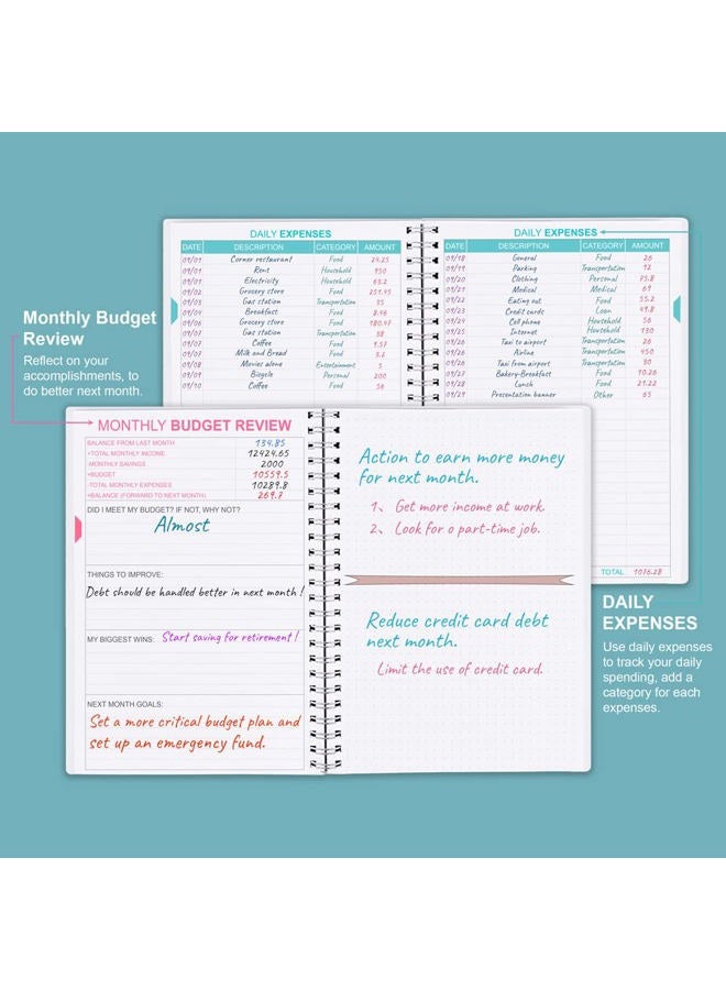 Nokingo Budget Planner - Monthly Finance Organizer with Expense Tracker Notebook to Manage Your Money Effectively, Undated Finance Planner/Account Book, Start Anytime, 1 Year Use, A5, Floral - Image 3