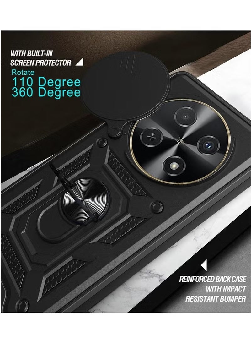 Honor X9c 5G Back Cover,Slide Camera Cover,Built-in 360° Rotate Ring Kickstand,Shockproof Test,Heavy Duty Shockproof Protective Case for Honor X9C 5G Black - Image 3