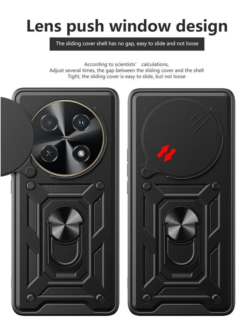 Honor X9c 5G Back Cover,Slide Camera Cover,Built-in 360° Rotate Ring Kickstand,Shockproof Test,Heavy Duty Shockproof Protective Case for Honor X9C 5G Black - Image 5