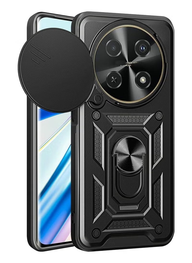 Honor X9c 5G Back Cover,Slide Camera Cover,Built-in 360° Rotate Ring Kickstand,Shockproof Test,Heavy Duty Shockproof Protective Case for Honor X9C 5G Black - Image 1