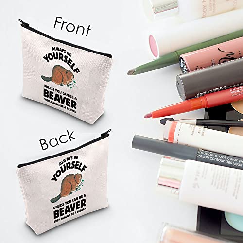 MNIGIU Beaver Lover Gift Beaver Cosmetic Make up Bag Beaver Makeup Zipper Pouch Bag for Women Girls (Beaver) - Image 2