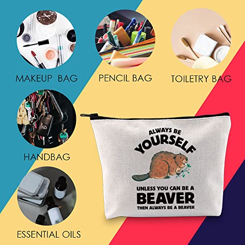 MNIGIU Beaver Lover Gift Beaver Cosmetic Make up Bag Beaver Makeup Zipper Pouch Bag for Women Girls (Beaver) - Image 4