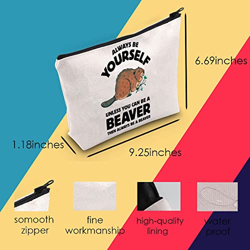 MNIGIU Beaver Lover Gift Beaver Cosmetic Make up Bag Beaver Makeup Zipper Pouch Bag for Women Girls (Beaver) - Image 3