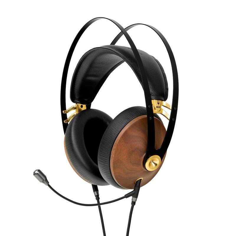 MEZE AUDIO 99 Classics Walnut Gold Boom Mic Headset Wired OverEar Headphones with Boom Microphone and Self Adjustable Headband ClosedBack Headset for Gaming Remote Work Audiophiles - Image 2