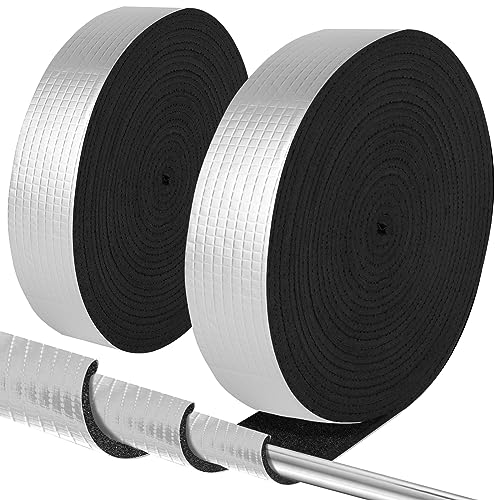 GJL Pipe Insulation Wrap 2" Wide X 32.8 Ft Outdoor Foam And Foil Pipe Wrap Insulation Tape Self Adhesive for Winter Freeze Protection Insulation Wrap for Cold Hot Water Pipes for Reduce Heat Loss (2 roll) - Image 1