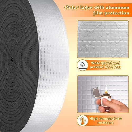 GJL Pipe Insulation Wrap 2" Wide X 32.8 Ft Outdoor Foam And Foil Pipe Wrap Insulation Tape Self Adhesive for Winter Freeze Protection Insulation Wrap for Cold Hot Water Pipes for Reduce Heat Loss (2 roll) - Image 3