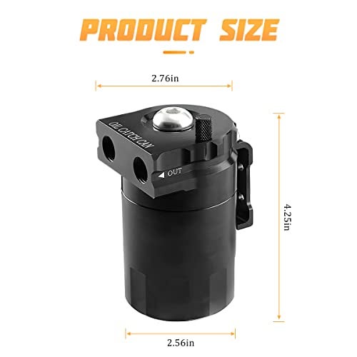AICEL Baffled Oil Catch Can Kit Aluminum Polish Baffled Car Oil Separator Catch Can with Fuel Line Hose Kit Car Accessories 300ml Universal Oil Reservoir Tank with Breather Filter - Image 3