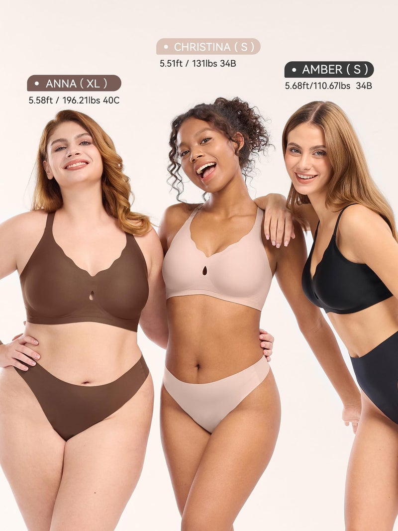 LUCKMEEY Bras for Women No Underwire Wave Push Up Wireless Bra Seamless Bras Full Coverage Bralettes Lift Everyday Bra Skin X-Large - Image 5