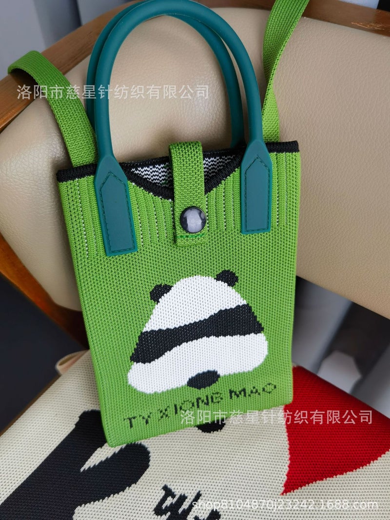 2025 Autumn New Style Girl'S Heart-Shaped Handbag For Carrying Mobile Phones, Knitted Crossbody Bag, Portable Textured Small Handbag - Image 1