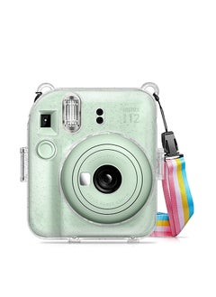 O Ozone Transparent Hard Camera Case for Fujifilm Instax Mini 12 Instant Camera Cover with Adjustable Strap  - White/Clear  - Image 1