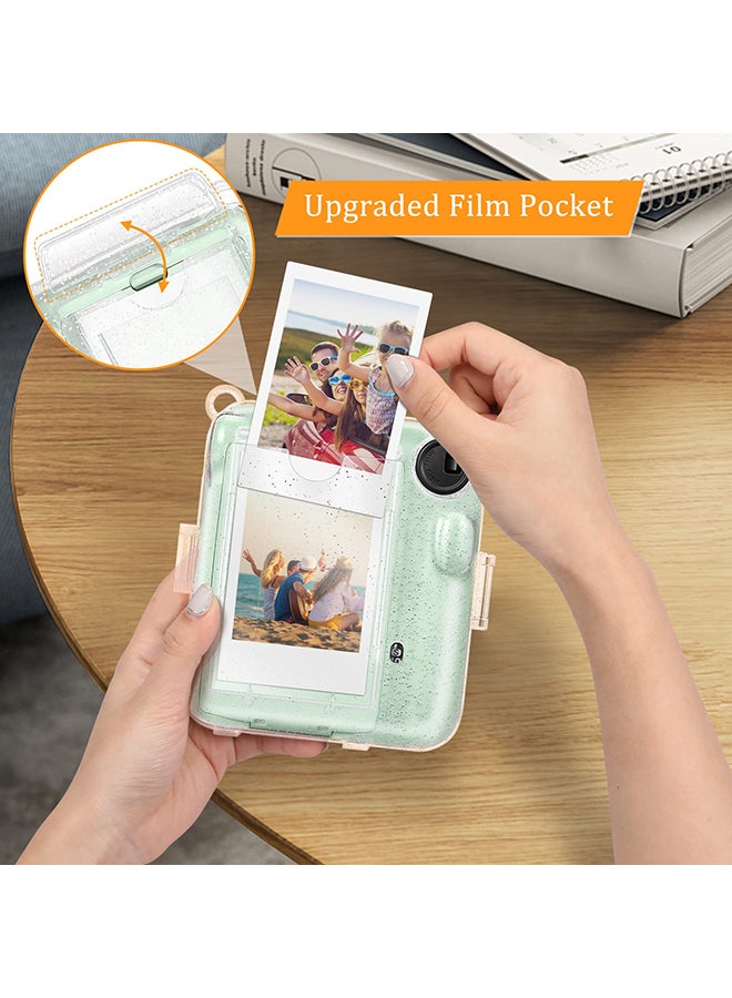 O Ozone Transparent Hard Camera Case for Fujifilm Instax Mini 12 Instant Camera Cover with Adjustable Strap  - White/Clear - Image 4