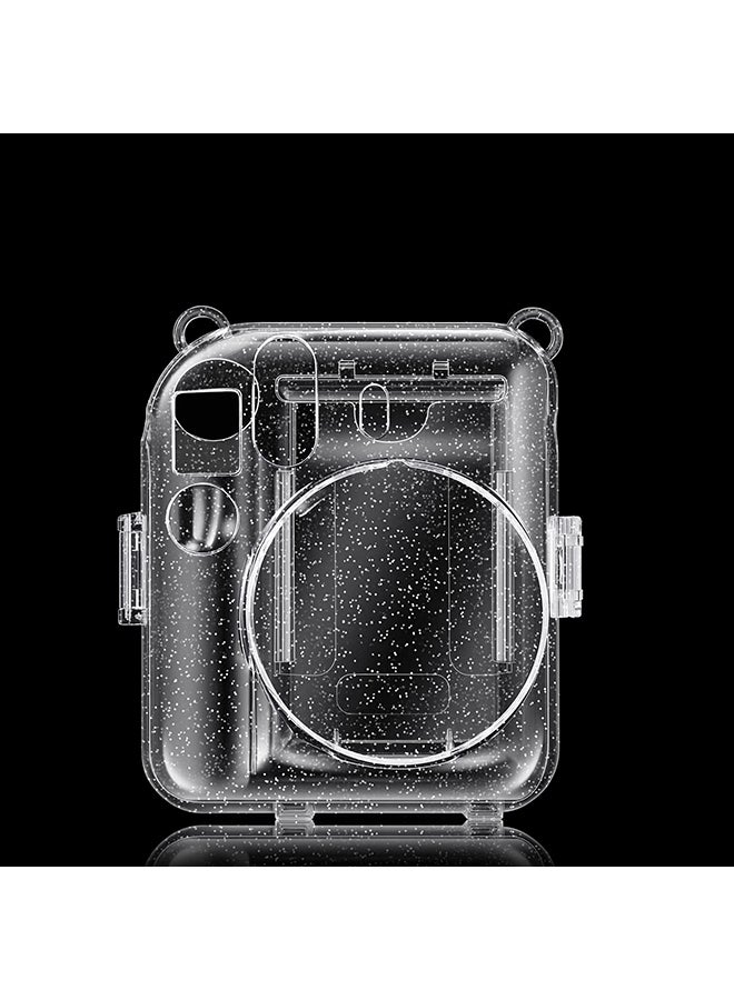O Ozone Transparent Hard Camera Case for Fujifilm Instax Mini 12 Instant Camera Cover with Adjustable Strap  - White/Clear - Image 3