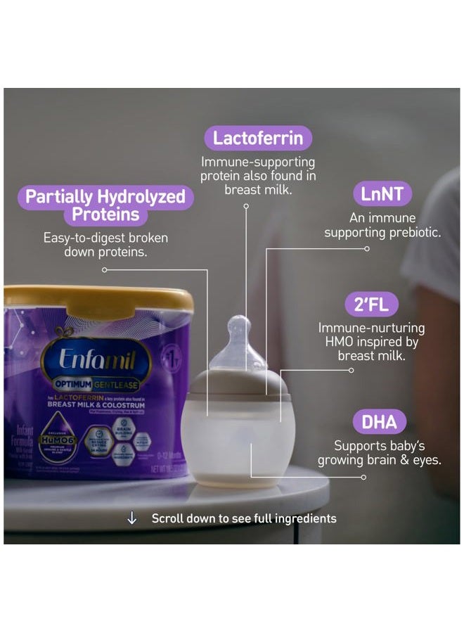 Enspire Enfamil Optimum (Enspire) Gentlease, Our Closest Formula to Breast Milk, Immune-Supporting Lactoferrin and Brain-Supporting DHA Baby Formula - Powder 19.5 Oz Tub, Pack of 4 - Image 4