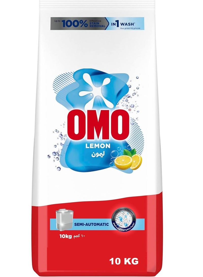 Omo Semi-Automatic Powder Laundry Detergent, Active with Lemon Fragrance, 10 Kg - Image 1