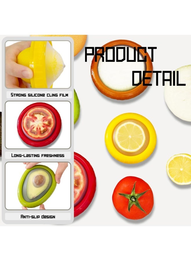 CMGTYYD. علبة تخزين فاكهة سيليكونية من 4 قطع، حاويات تخزين فاكهة وخضراوات قابلة لإعادة الاستخدام في الثلاجة، مناسبة لحفظ البصل والطماطم والليمون والبطاطس والتفاح، إلخ. - Image 5