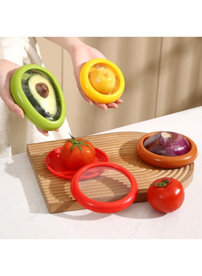 CMGTYYD. علبة تخزين فاكهة سيليكونية من 4 قطع، حاويات تخزين فاكهة وخضراوات قابلة لإعادة الاستخدام في الثلاجة، مناسبة لحفظ البصل والطماطم والليمون والبطاطس والتفاح، إلخ. - Image 3