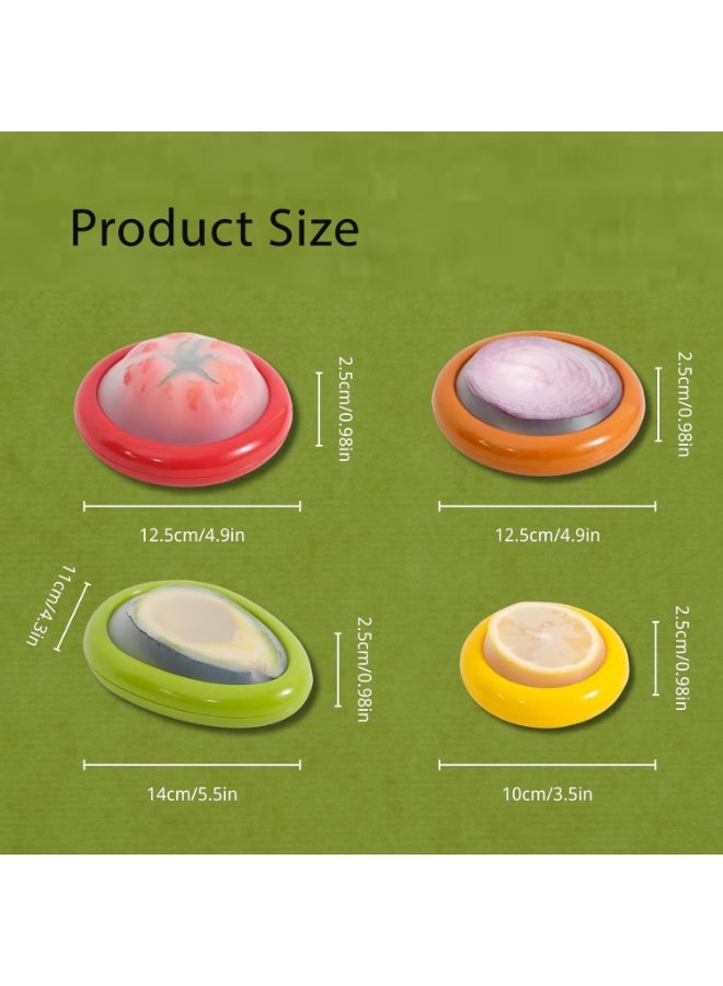 CMGTYYD. علبة تخزين فاكهة سيليكونية من 4 قطع، حاويات تخزين فاكهة وخضراوات قابلة لإعادة الاستخدام في الثلاجة، مناسبة لحفظ البصل والطماطم والليمون والبطاطس والتفاح، إلخ. - Image 2