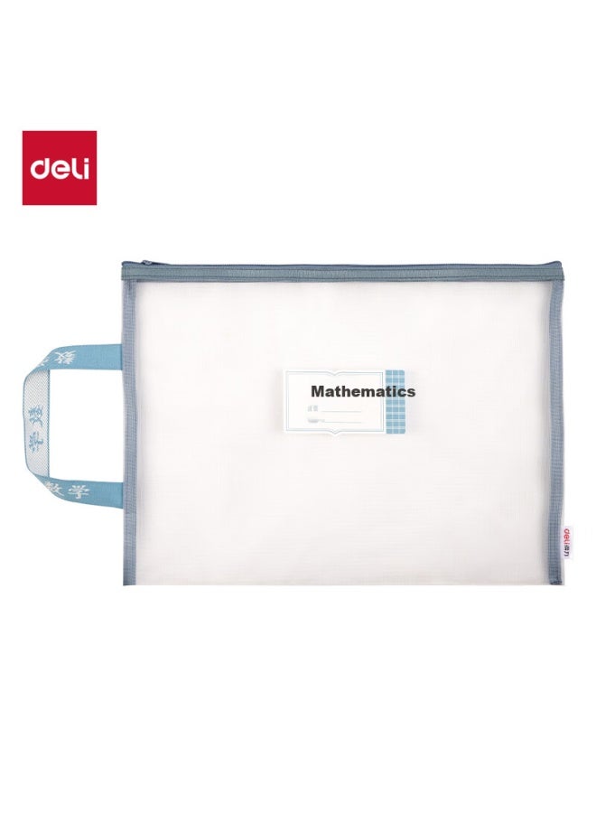ديلي Deli Mesh Zipper Pouch File Bag For Elementary And Middle School Students, حقيبة ملفات ذات سحاب شبكي لتلاميذ المدارس الابتدائية والإعدادية, حقيبة التصنيف حسب المواد, الرياضيات (عبوة من 5) - Image 1